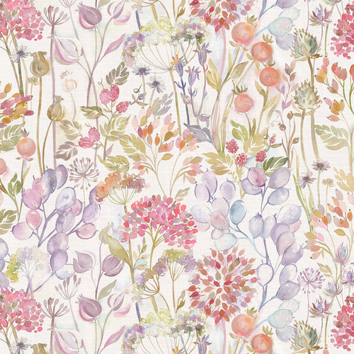 Floral Orange Fabric - Country Hedgerow Printed Cotton Fabric (By The Metre) Autumn/Cream Voyage Maison