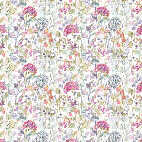 Floral Pink Fabric - Country Hedgerow Printed Cotton Fabric (By The Metre) Lotus/Cream Voyage Maison