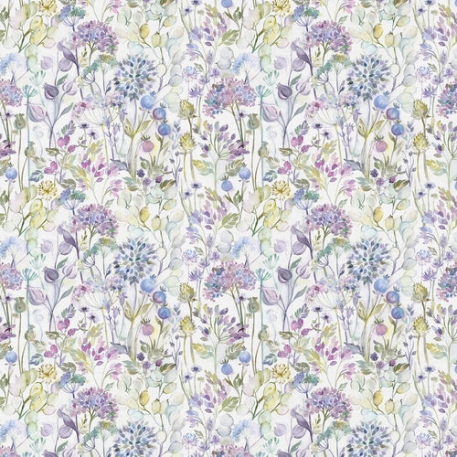 Floral Purple Fabric - Country Hedgerow Printed Cotton Fabric Lilac Cream Voyage Maison