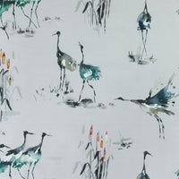 Samples - Cranes Printed Fabric Sample Swatch Cobalt Voyage Maison