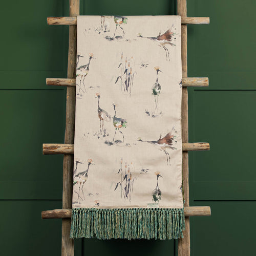Animal Green Throws - Cranes Printed Throw Peridot Linen Voyage Maison