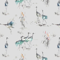  Samples - Cranes  Wallpaper Sample Cobalt Voyage Maison