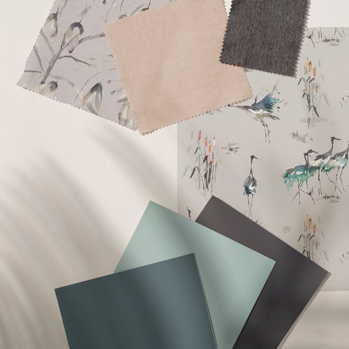 Animal Blue Wallpaper - Cranes  1.4m Wide Width Wallpaper (By The Metre) Cobalt Voyage Maison