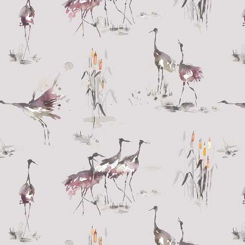 Animal Pink Wallpaper - Cranes  1.4m Wide Width Wallpaper (By The Metre) Tourmaline Voyage Maison