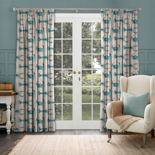 Animal Blue M2M - Crustaceans Printed Made to Measure Curtains Cobalt Voyage Maison