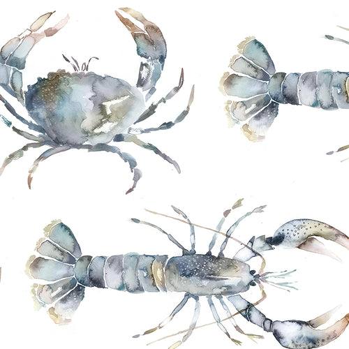 Animal Grey M2M - Crustaceans Printed Made to Measure Curtains Slate Voyage Maison