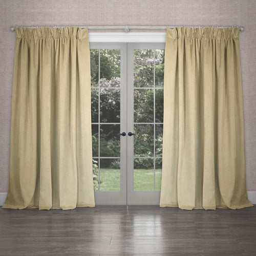 Plain Cream Curtains - Cube Velvet Pencil Pleat Curtains Feather Voyage Maison
