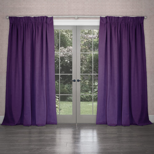 Plain Purple Curtains - Cube Velvet Pencil Pleat Curtains Plum Voyage Maison