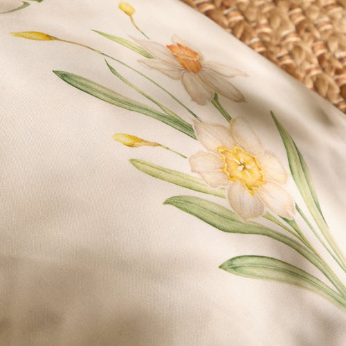 Floral Yellow Cushions - Daffodil Printed Outdoor Polyester Filled Cushion Yellow Voyage Maison