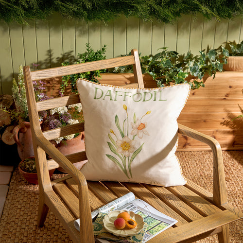 Floral Yellow Cushions - Daffodil Printed Outdoor Polyester Filled Cushion Yellow Voyage Maison
