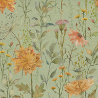 Samples - Delamere Printed Cotton Fabric Sample Swatch Sage Voyage Maison
