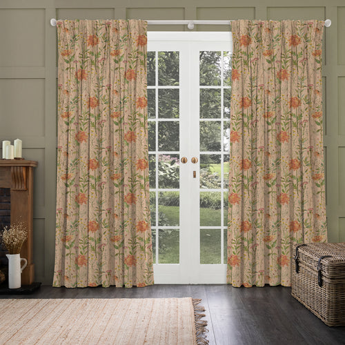 Floral Orange M2M - Delamere Printed Cotton Made to Measure Curtains Apricot Voyage Maison