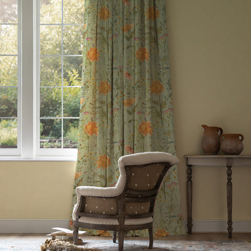 Floral Green M2M - Delamere Printed Cotton Made to Measure Curtains Sage Voyage Maison