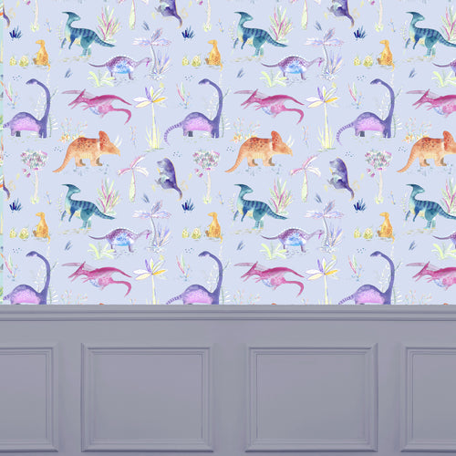 Animal Purple Wallpaper - Dinos  1.4m Wide Width Wallpaper (By The Metre) Violet Voyage Maison