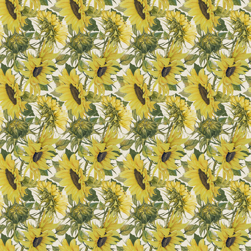 Floral Yellow Fabric - Easton Printed Cotton Fabric (By The Metre) Fern/Natural Marie Burke