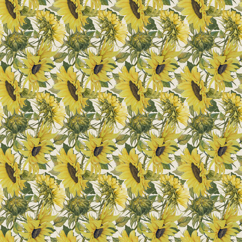 Floral Yellow Fabric - Easton Printed Cotton Fabric (By The Metre) Fern/Natural Marie Burke