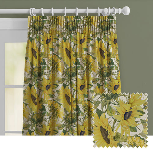 Floral Yellow M2M - Easton Linen Printed Made to Measure Curtains Fern Marie Burke