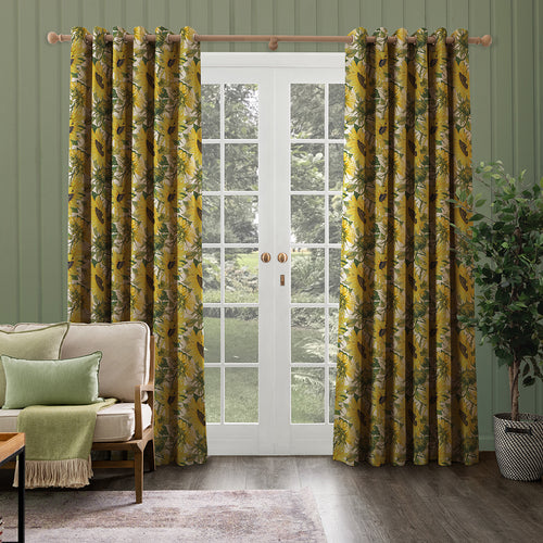 Floral Yellow M2M - Easton Linen Printed Made to Measure Curtains Fern Marie Burke