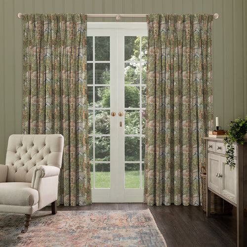Jungle Green M2M - Eden Ruins Printed Cotton Made to Measure Curtains Green Voyage Maison
