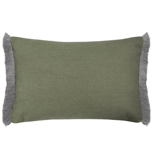 Floral Green Cushions - Elai Printed Ruche Fringe Feather Filled Cushion Sage Voyage Maison