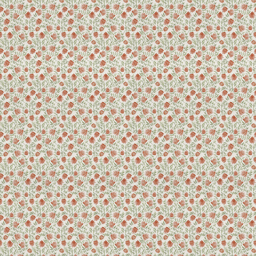 Floral Orange Fabric - Elai Printed Cotton Fabric (By The Metre) Terracotta Voyage Maison