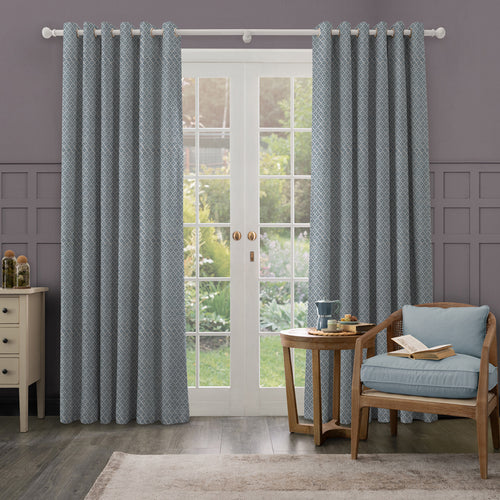 Check Blue M2M - Elmore Woven Jacquard Made to Measure Curtains Default Voyage Maison