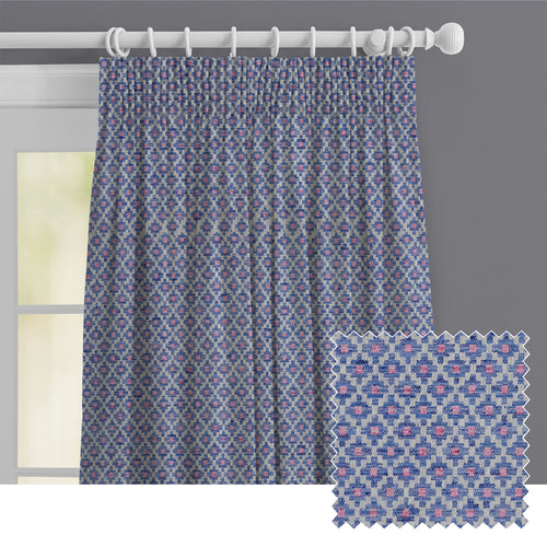 Check Blue M2M - Elmore Woven Jacquard Made to Measure Curtains Default Voyage Maison