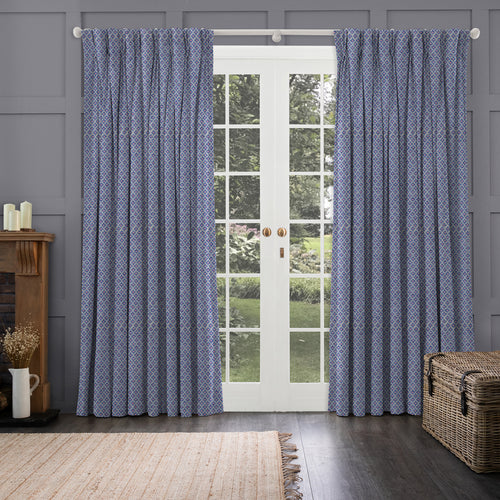Check Blue M2M - Elmore Woven Jacquard Made to Measure Curtains Default Voyage Maison