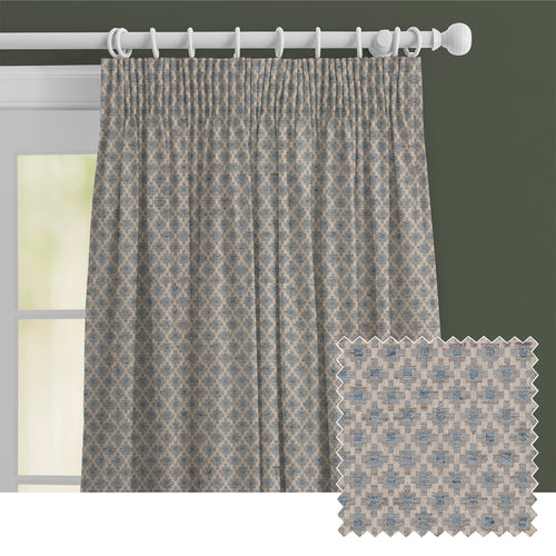 Check Blue M2M - Elmore Woven Jacquard Made to Measure Curtains Default Voyage Maison
