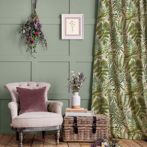 Floral Green M2M - Elowen Printed Cotton Made to Measure Curtains Linen Voyage Maison