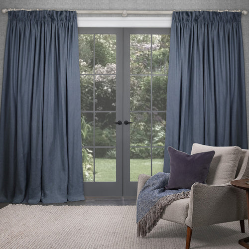 Plain Grey Curtains - Emilio Woven  Pencil Pleat Curtains Storm Voyage Maison