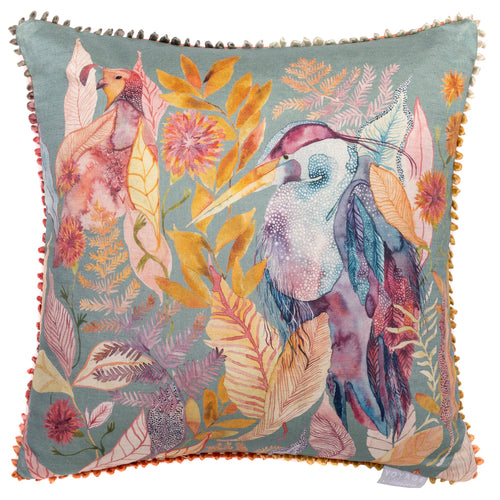 Animal Blue Cushions - Ennerdale Forest Printed Feather Filled Cushion Teal Voyage Maison