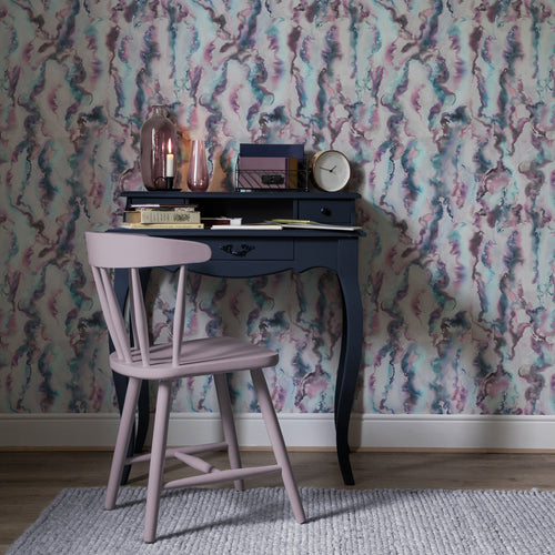 Abstract Purple Wallpaper - Expressions  1.4m Wide Width Wallpaper (By The Metre) Amethyst Voyage Maison