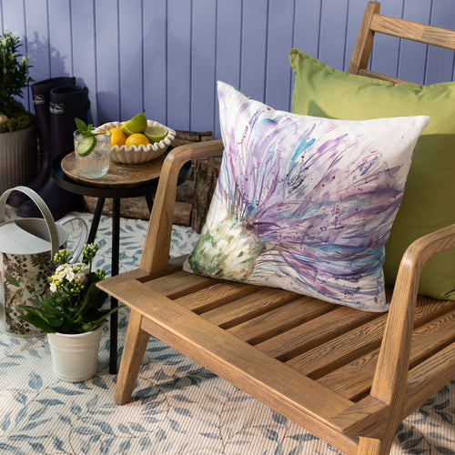 Floral Purple Cushions - Expressive Thistle Outdoor Polyester Filled Cushion Purple Voyage Maison