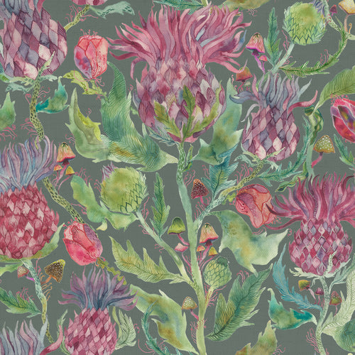 Floral Green M2M - Fairytale Bristles Printed Cotton Made to Measure Curtains Forest Voyage Maison