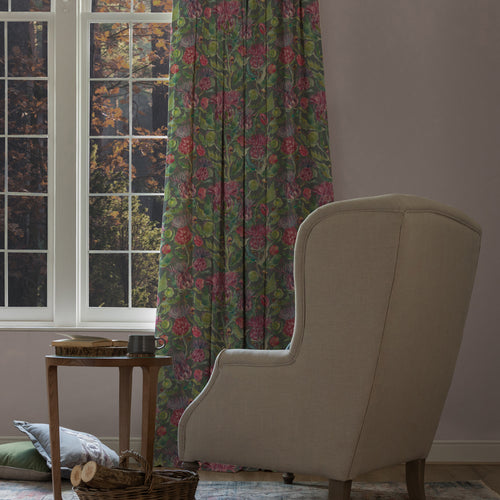 Floral Green M2M - Fairytale Bristles Printed Cotton Made to Measure Curtains Forest Voyage Maison