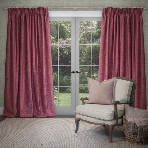 Plain Pink Curtains - Farley Woven Chenille Pencil Pleat Curtains Peony Voyage Maison