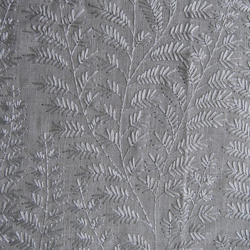 Floral Grey Fabric - Fernbank Embroidered Woven Fabric (By The Metre) Dove Voyage Maison