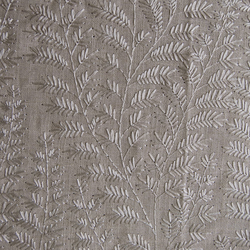 Floral Brown Fabric - Fernbank Embroidered Woven Fabric (By The Metre) Putty Voyage Maison