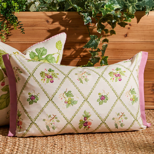 Floral Purple Cushions - Fig Trellis Printed Outdoor Polyester Filled Cushion Purple Voyage Maison