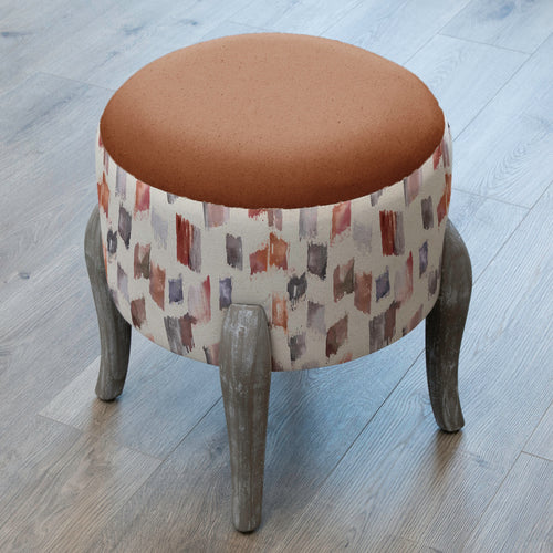 Abstract Red Furniture - Finn Round Footstool Arwen Rosewater Additions