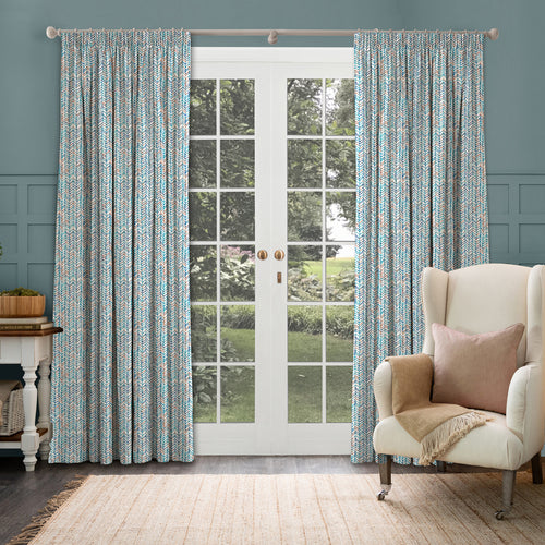 Abstract Blue M2M - Fishing Net Printed Made to Measure Curtains Cobalt Voyage Maison