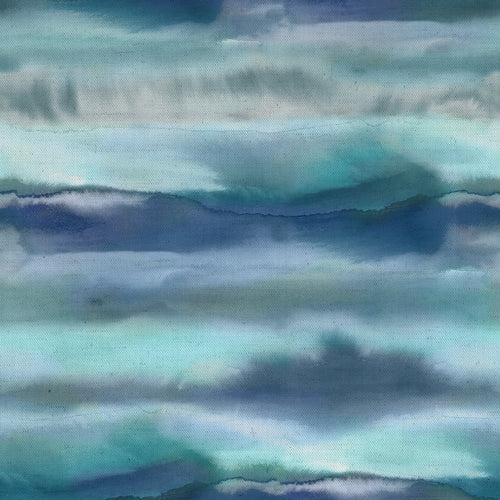 Abstract Blue Fabric - Fjord Printed Cotton Fabric (By The Metre) Cobalt Voyage Maison