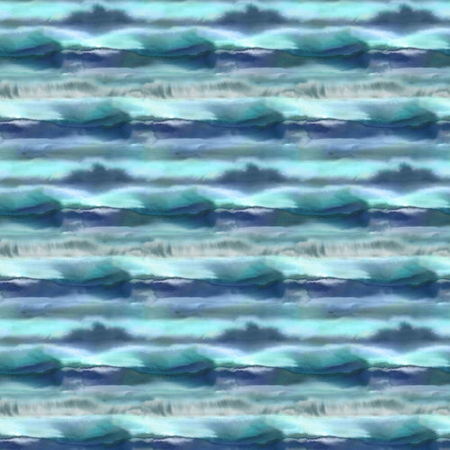 Abstract Blue Fabric - Fjord Printed Cotton Fabric (By The Metre) Cobalt Voyage Maison