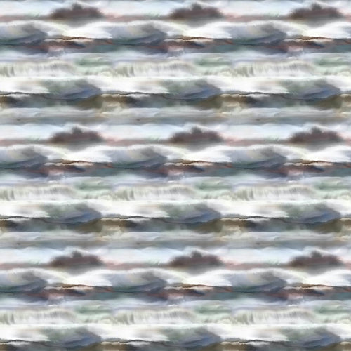 Abstract Grey Fabric - Fjord Printed Cotton Fabric (By The Metre) Slate Voyage Maison