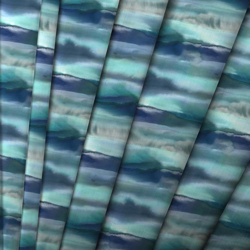 Abstract Blue M2M - Fjord Printed Made to Measure Curtains Cobalt Voyage Maison
