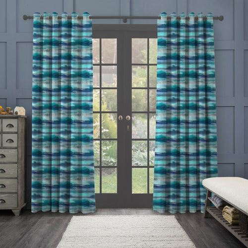 Abstract Blue M2M - Fjord Printed Made to Measure Curtains Cobalt Voyage Maison