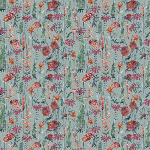 Floral Blue Fabric - Florabunda Printed Cotton Fabric (By The Metre) Cornflower Blue Voyage Maison