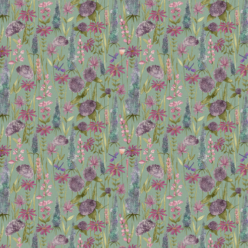 Floral Green Fabric - Florabunda Printed Cotton Fabric (By The Metre) Verde Green Voyage Maison