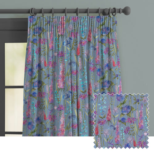 Floral Blue M2M - Florabunda Printed Made to Measure Curtains Bluebell Voyage Maison